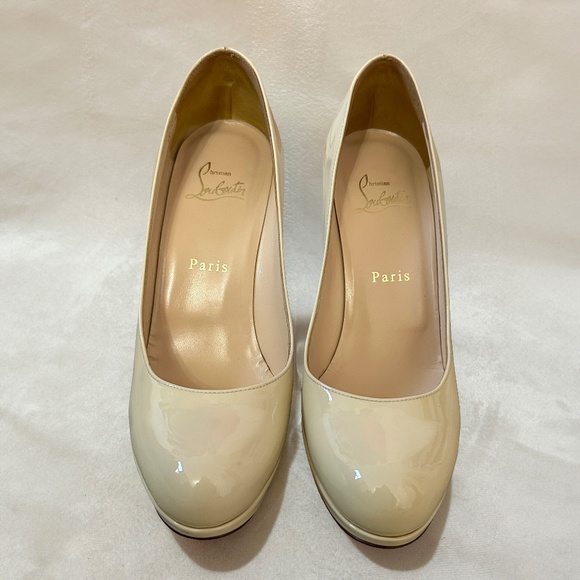 Christian  Louboutin Cream Patent Leather Pumps - Picture 2 of 8